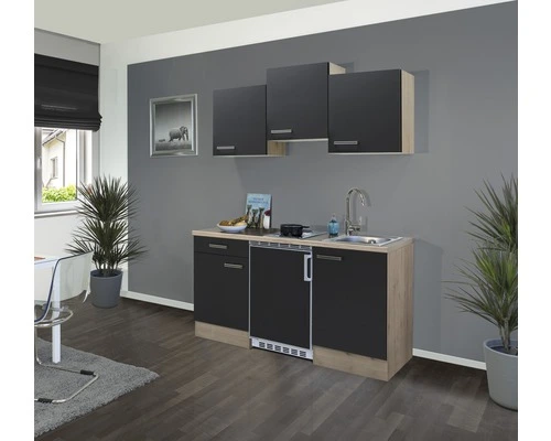 Flex-Well FLEX WELL Minikeuken Met Apparatuur Santo Antraciet Mat 150,5x60 Cm