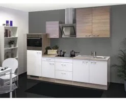 Flex-Well FLEX WELL Keukenblok Met Apparatuur Samoa Wit En Sonoma Eiken Mat 270x60 Cm