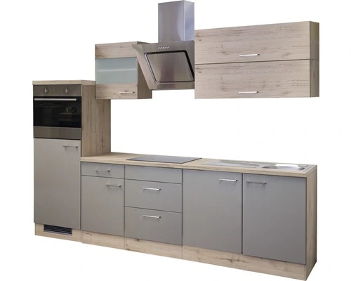 Flex-Well FLEX WELL Keukenblok Met Apparatuur Riva Kwartsiet Cubaniet En San Remo Eiken Licht Mat 270x60 Cm - Afbeelding 7