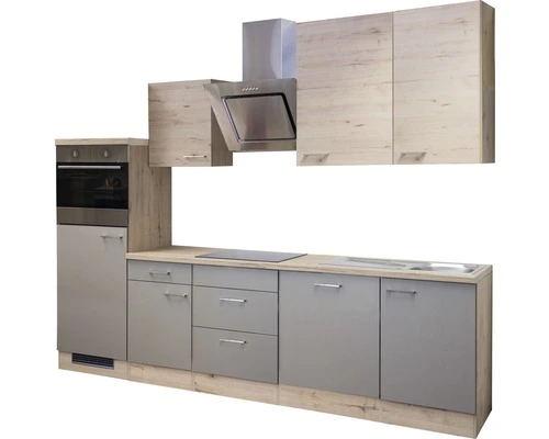 Flex-Well FLEX WELL Keukenblok Met Apparatuur Riva Kwartsiet Cubaniet En San Remo Eiken Licht Mat 280x60 Cm - Afbeelding 9