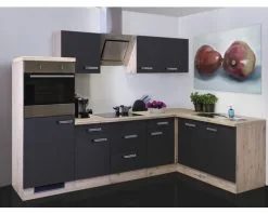 Flex-Well FLEX WELL Hoekkeuken Met Apparatuur Santo Antraciet Mat 280x170 Cm