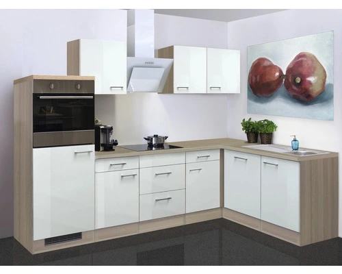 Flex-Well FLEX WELL Hoekkeuken Met Apparatuur Abaco Parelmoer Glanzend 280x170 Cm