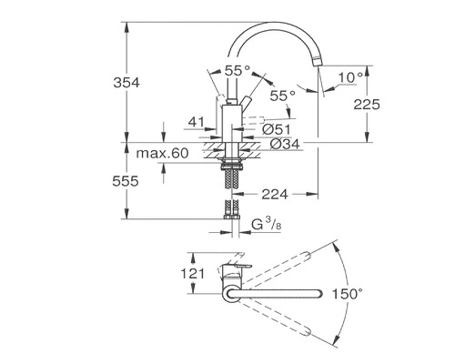 GROHE QUICKFIX GROHE Keukenkraan Feel 32670DC2 Supersteel - Afbeelding 2