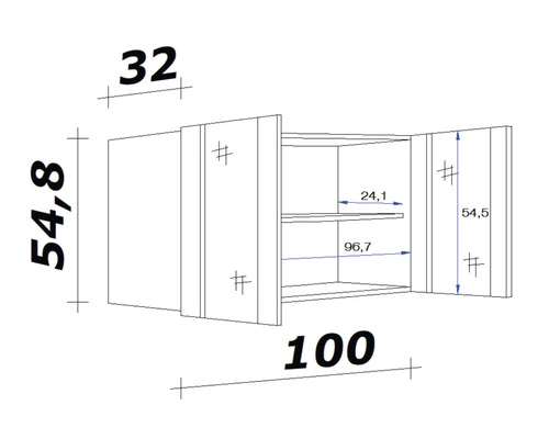 Flex-Well FLEX WELL Hangkast Palmaria Wito Wit 100x32x55 Cm - Afbeelding 2