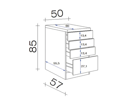 Flex-Well FLEX WELL Onderkast Vintea Magnoliawit 50x60x85 Cm - Afbeelding 2